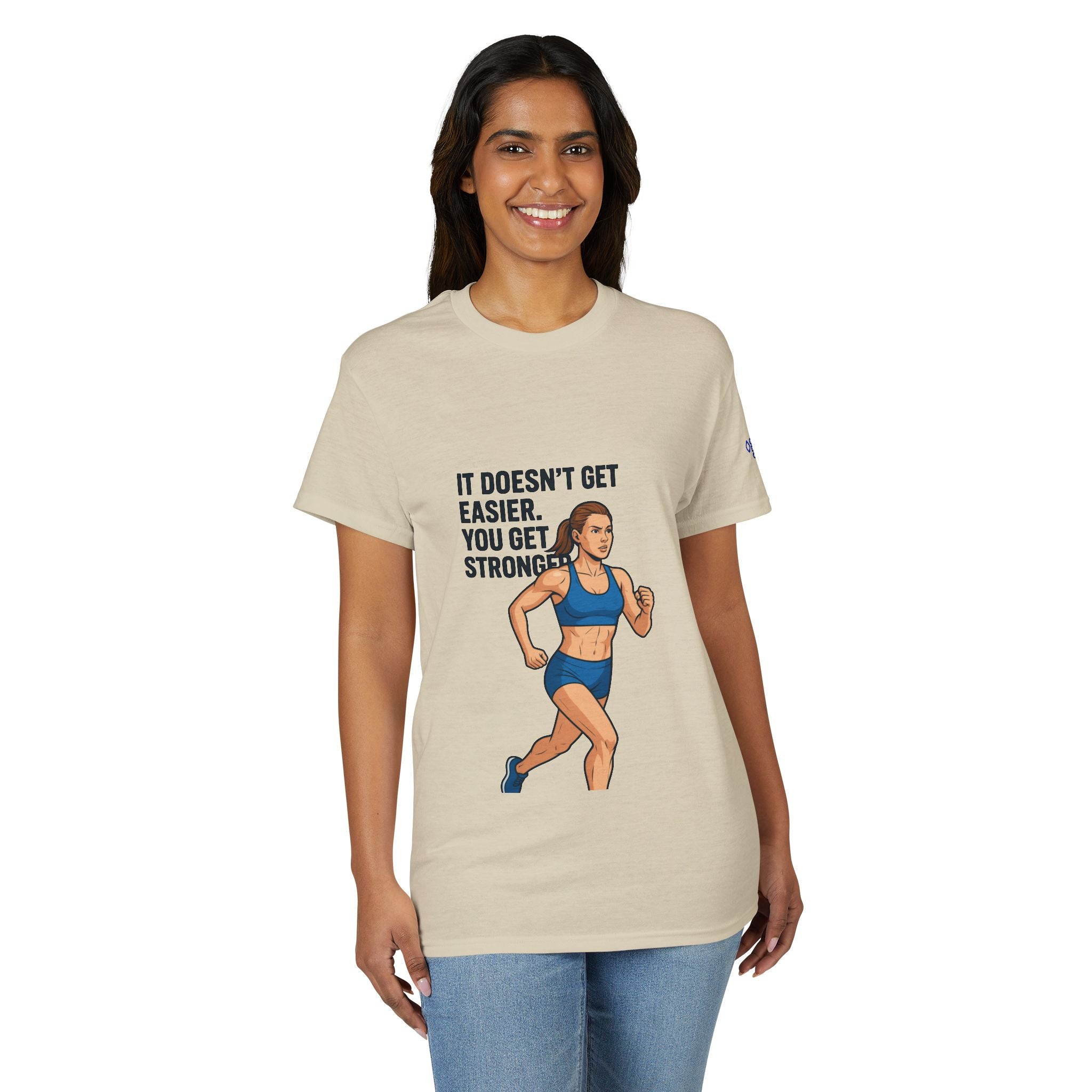 Motivational Running T‑Shirt — "It Doesn't Get Easier You Get Stronger"