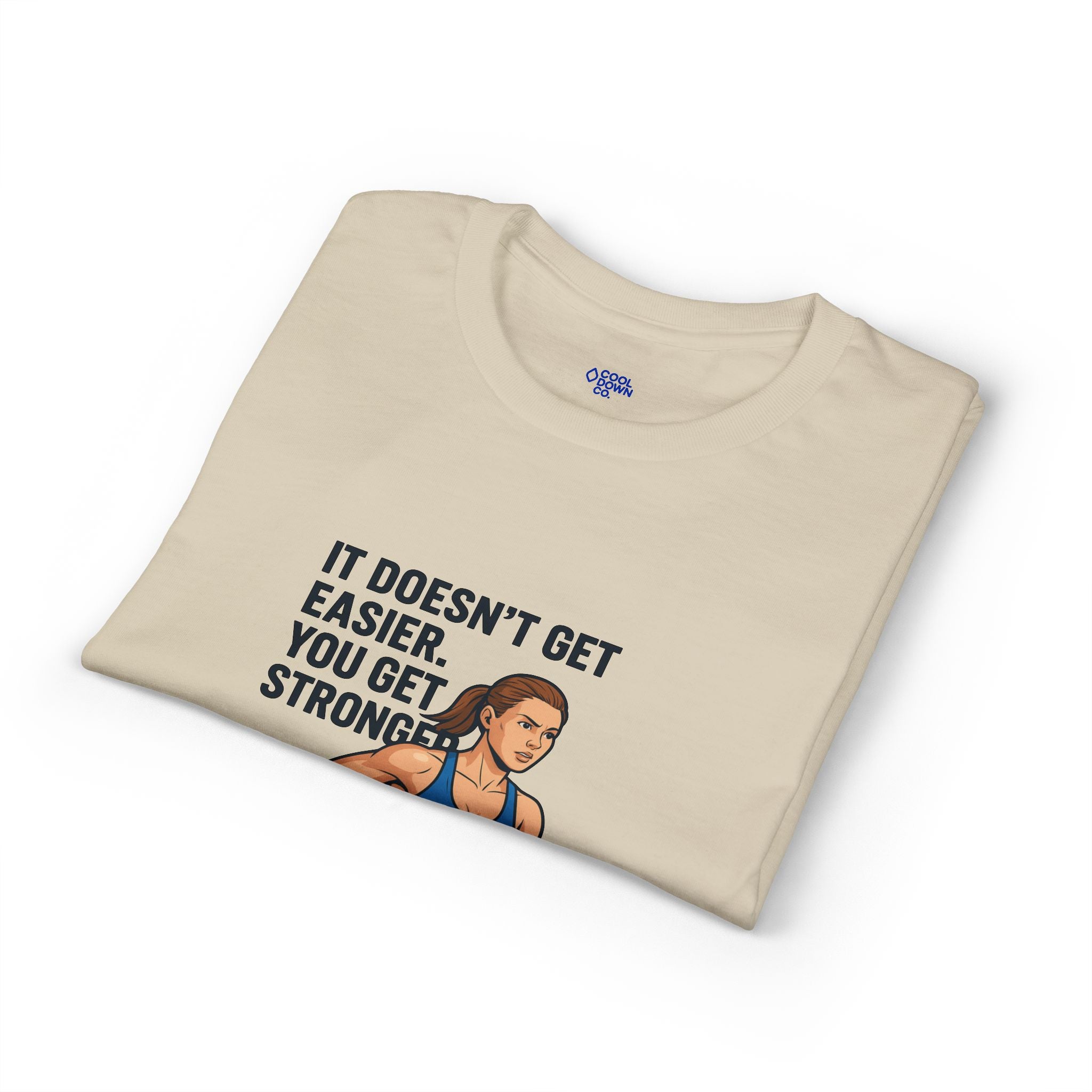 Motivational Running T‑Shirt — "It Doesn't Get Easier You Get Stronger"