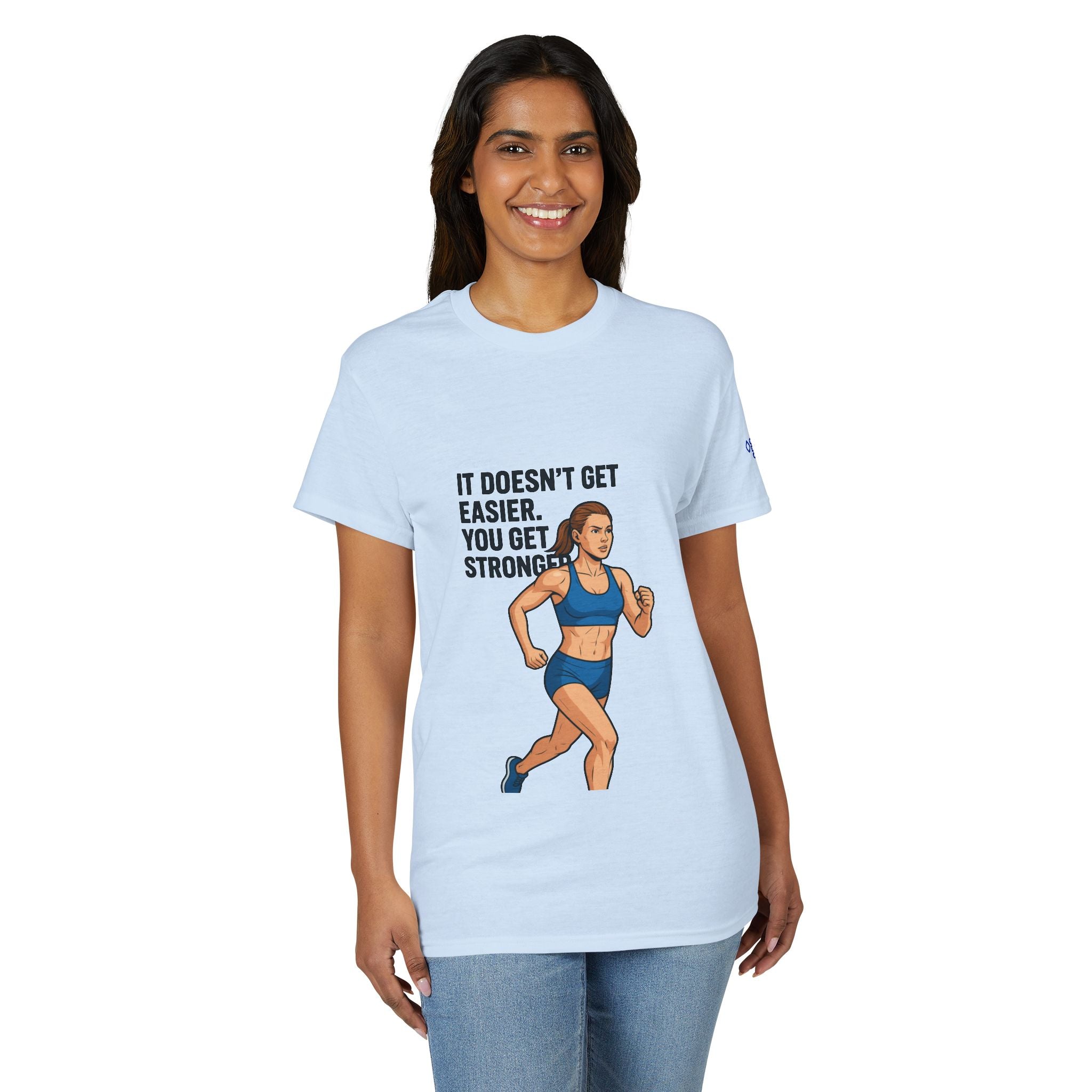 Motivational Running T‑Shirt — "It Doesn't Get Easier You Get Stronger"