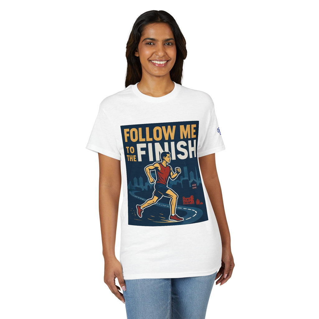 Running T-Shirt — "Follow Me to the Finish" Boston Bound 2026 Race Tee