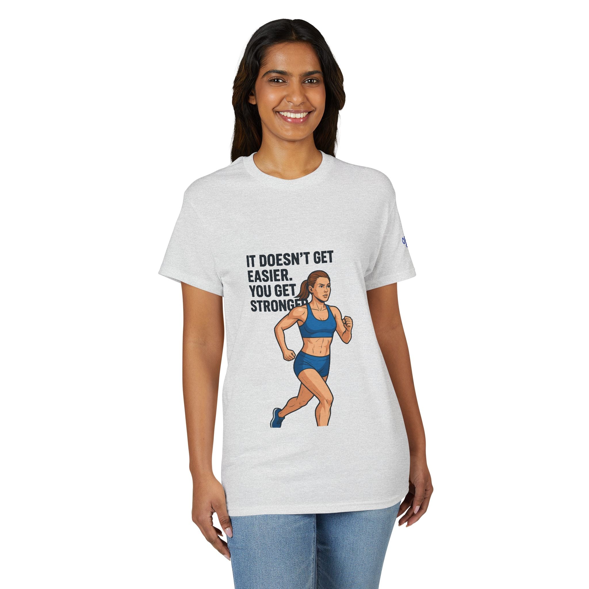 Motivational Running T‑Shirt — "It Doesn't Get Easier You Get Stronger"