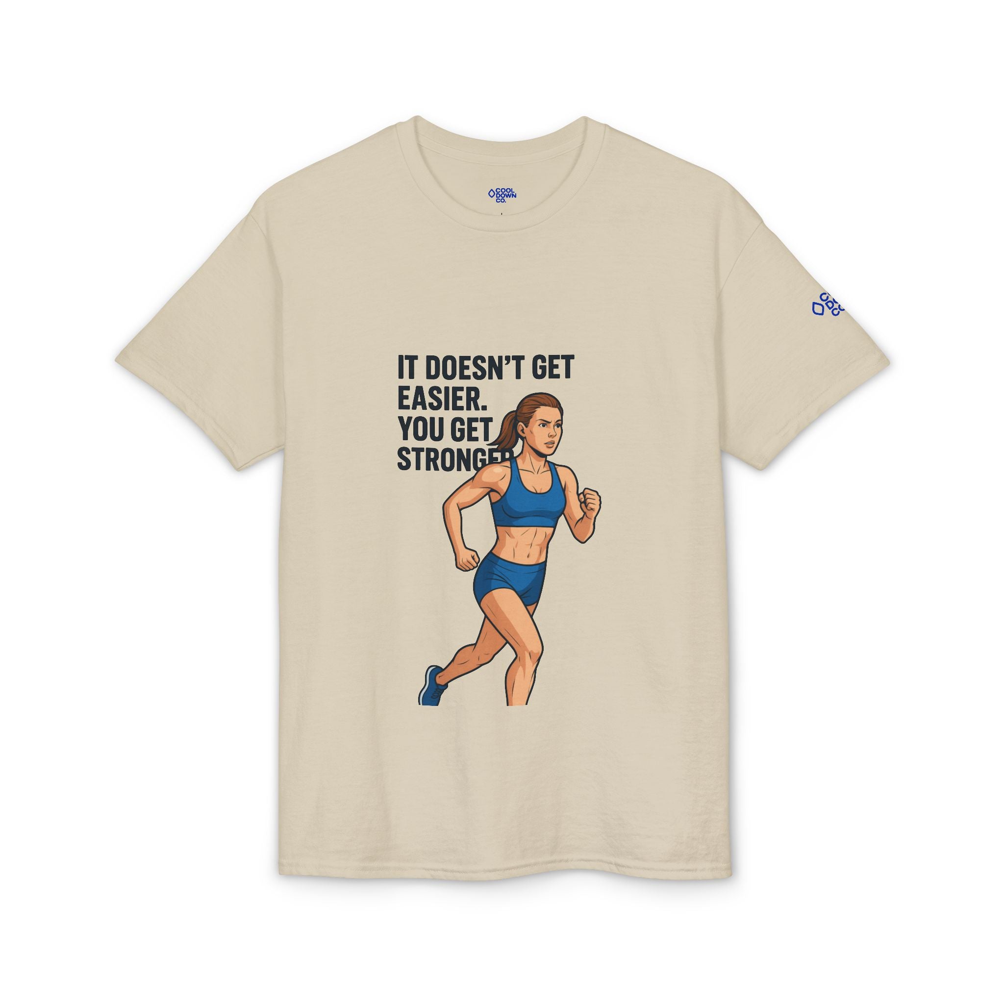 Motivational Running T‑Shirt — "It Doesn't Get Easier You Get Stronger"